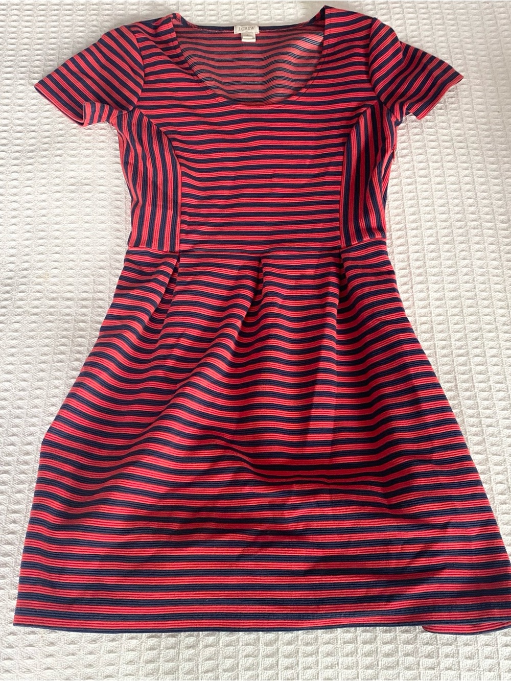 J. Crew Factory Red and Navy Striped Fit-and-Flare Dress size 4